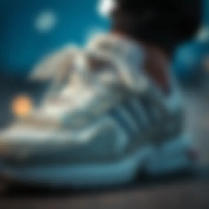 Close-up of Adidas Niteball sneaker detailing