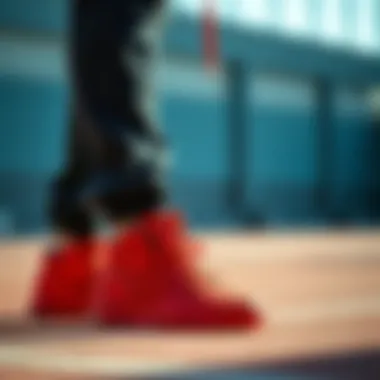 Stylish outfit with red Adidas shoes highlighting fashion