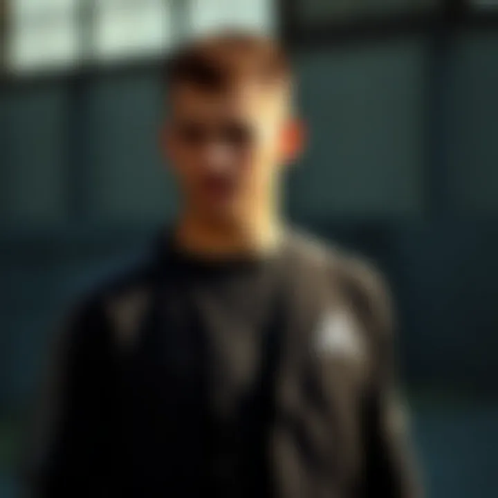 Athlete wearing Adidas black cardigan in an active setting