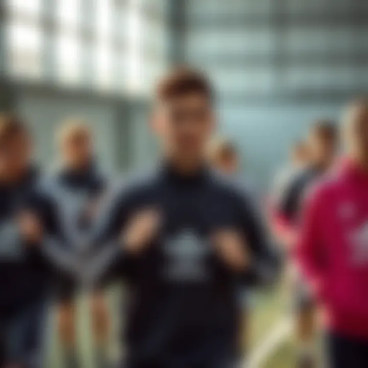 Athletes in Action with Adidas Tracksuit Tops A group of athletes wearing Adidas tracksuit tops during a training session