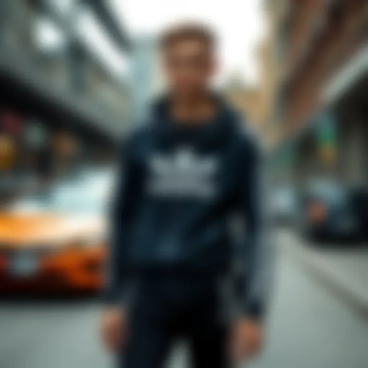 Stylish tracksuit in urban setting