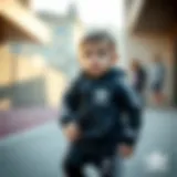 A stylish baby wearing Adidas sportswear in a playful setting