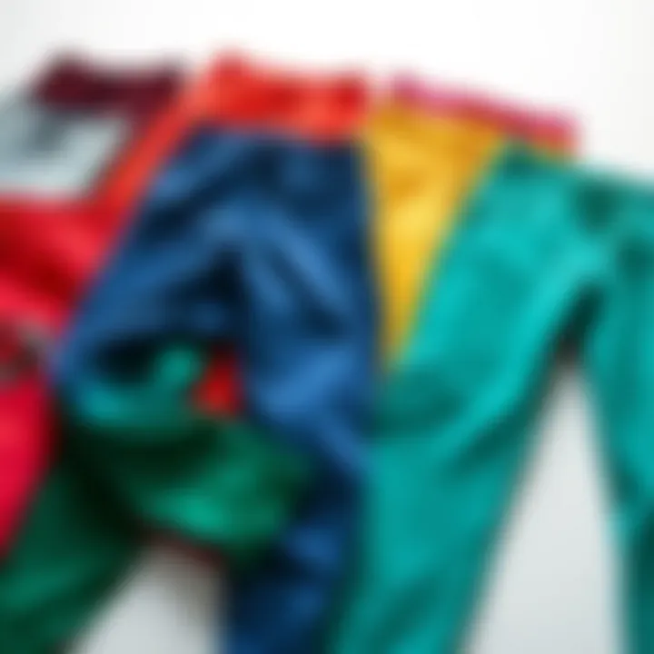 A collection of Calvin Klein sweatpants in various colors arranged aesthetically