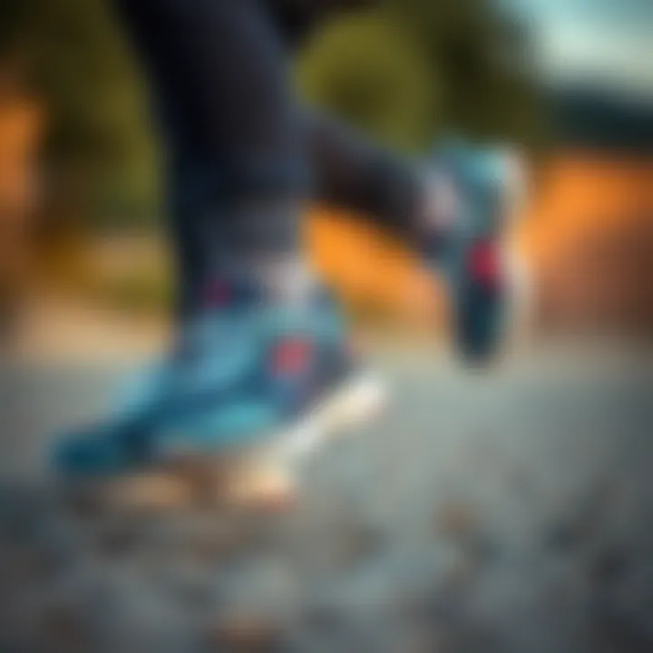 A child playing outdoors in Skechers shoes, emphasizing comfort and durability.
