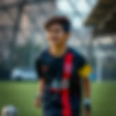 Young Athlete in Action with GS Jersey A young athlete wearing a GS jersey while practicing sports, illustrating the joy of physical activity.