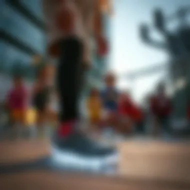 Children enjoying playful activities while wearing light-up shoes