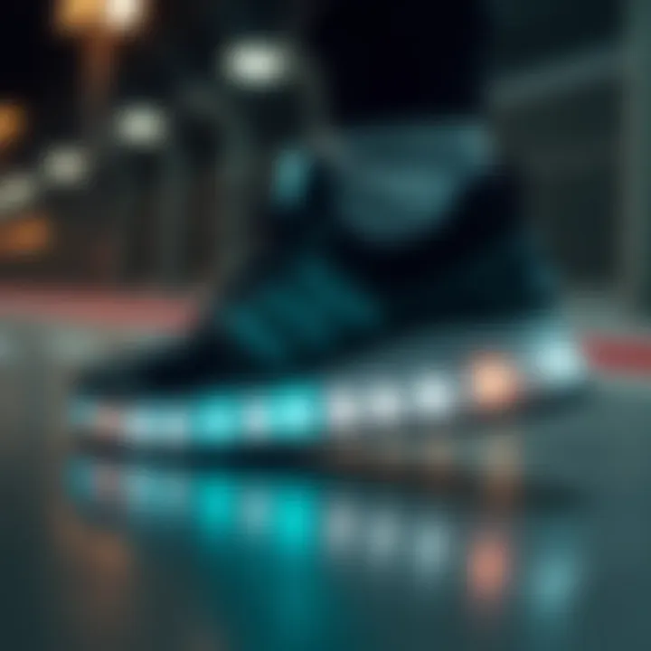 Close-up of innovative design features in light-up footwear