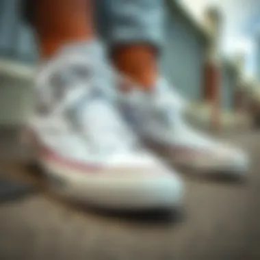 A close-up view of Converse short white shoes showcasing their design