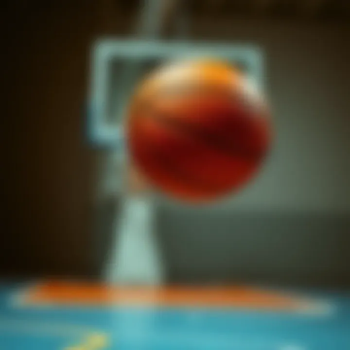 Dynamic Basketball in Motion An artistic representation of a basketball in mid-air, emphasizing its dynamic movement