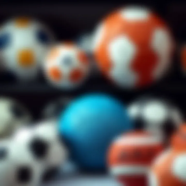 Collection of Evolving Sports Balls A collection of various sports balls displaying the evolution of design and technology