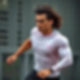 Dynamic athlete showcasing compression shirt in action