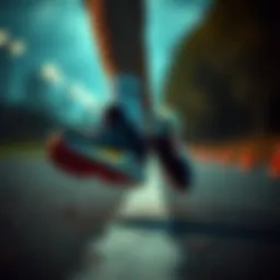 Dynamic running performance showcasing advanced footwear technology