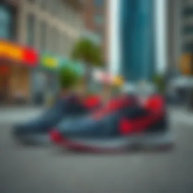 Current Trends in Athletic Footwear Trendy athletic shoes displayed in an urban environment