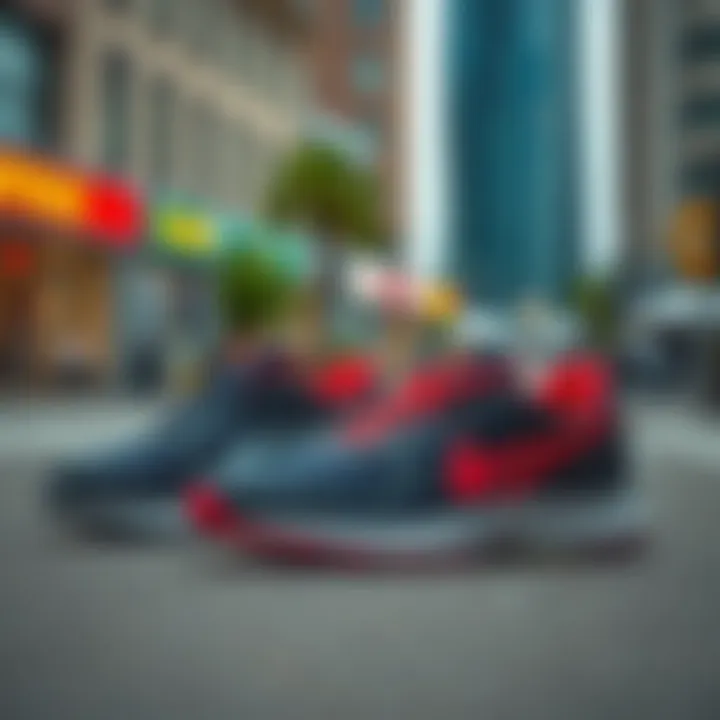 Current Trends in Athletic Footwear Trendy athletic shoes displayed in an urban environment