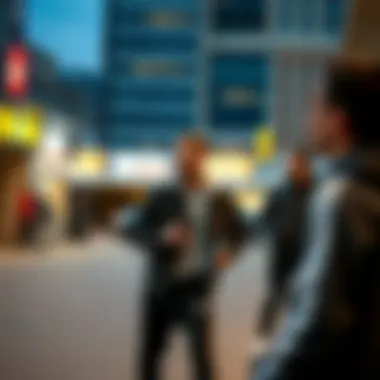 Stylish urban setting with sports fashion influencers