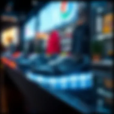 Fashionable light-up shoes showcased in a trendy environment