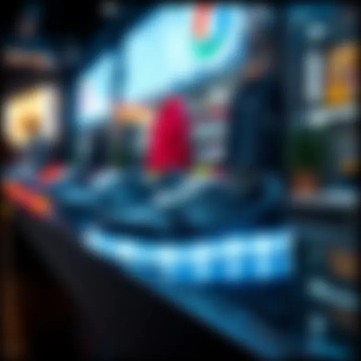 Fashionable light-up shoes showcased in a trendy environment