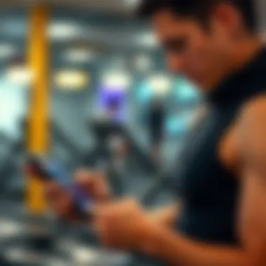 Individual tracking their fitness progress on a digital device