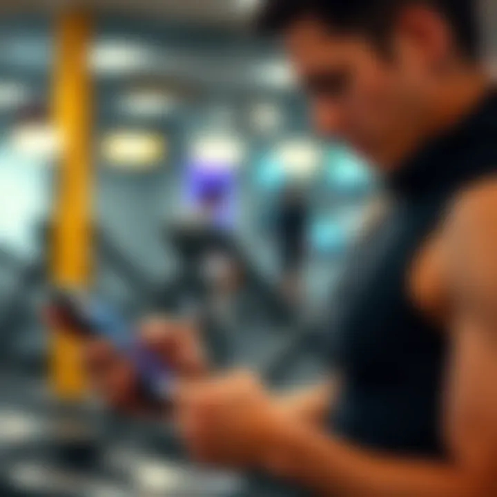 Individual tracking their fitness progress on a digital device