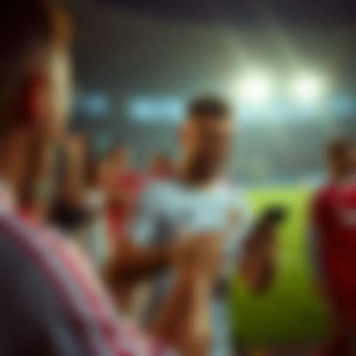 Connecting Through Social Media A football player engaging with fans on social media.