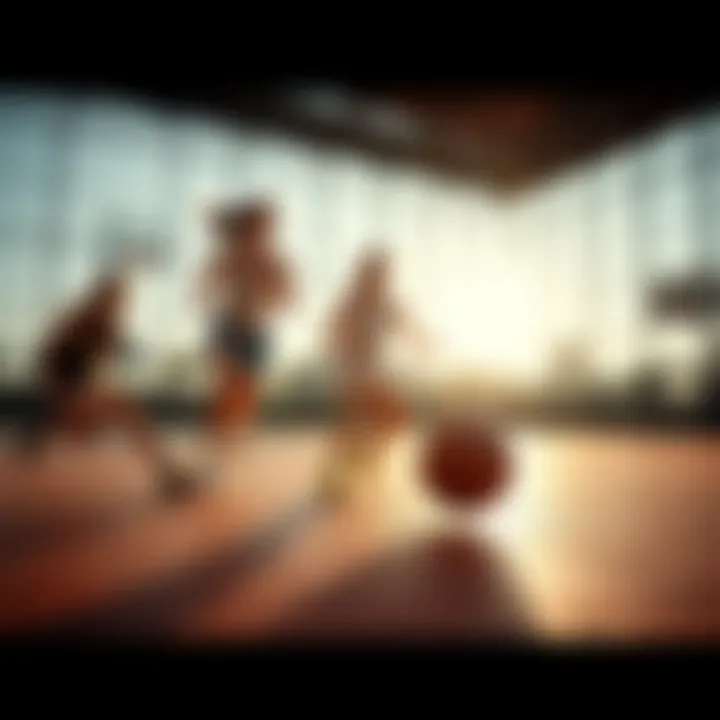 Girls playing basketball in stylish shoes