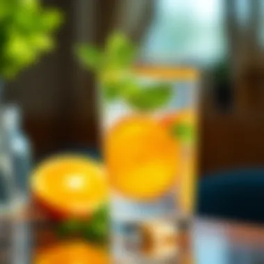 Infused water with citrus and mint