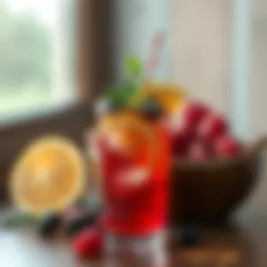 Refreshing beverage with herbs and fruits