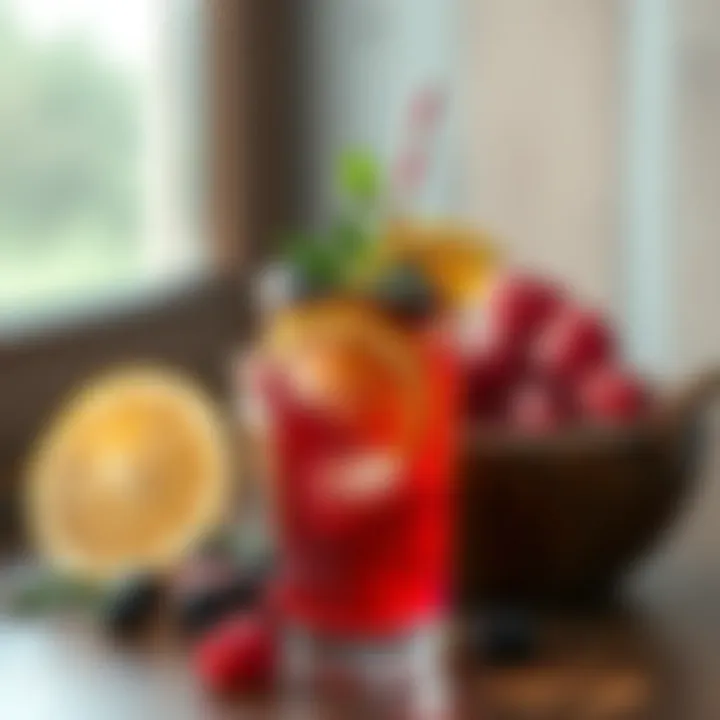 Refreshing beverage with herbs and fruits