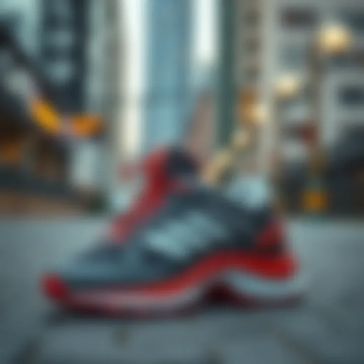 Stylish athletic footwear in urban setting