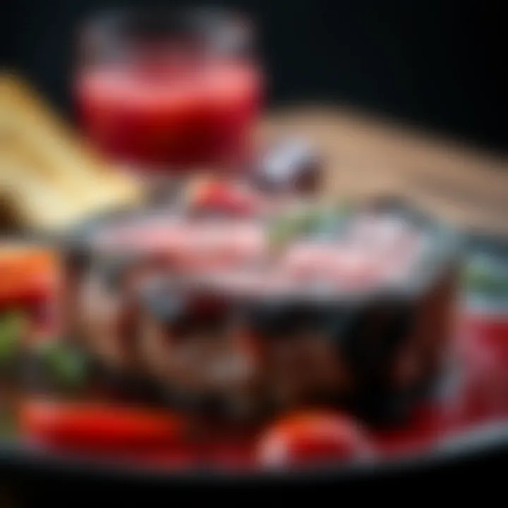 Close-up of a juicy steak on a plate