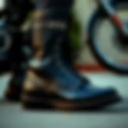 Elegant black Harley Davidson boots with intricate design