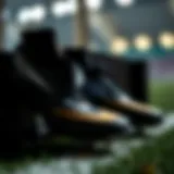 High-Performance Soccer Cleats A close-up view of high-performance soccer cleats showcasing intricate designs