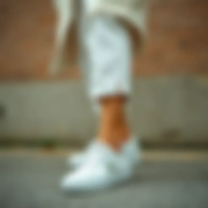 White Lacoste Footwear in Fashion Ensemble Fashionable outfit featuring white Lacoste footwear