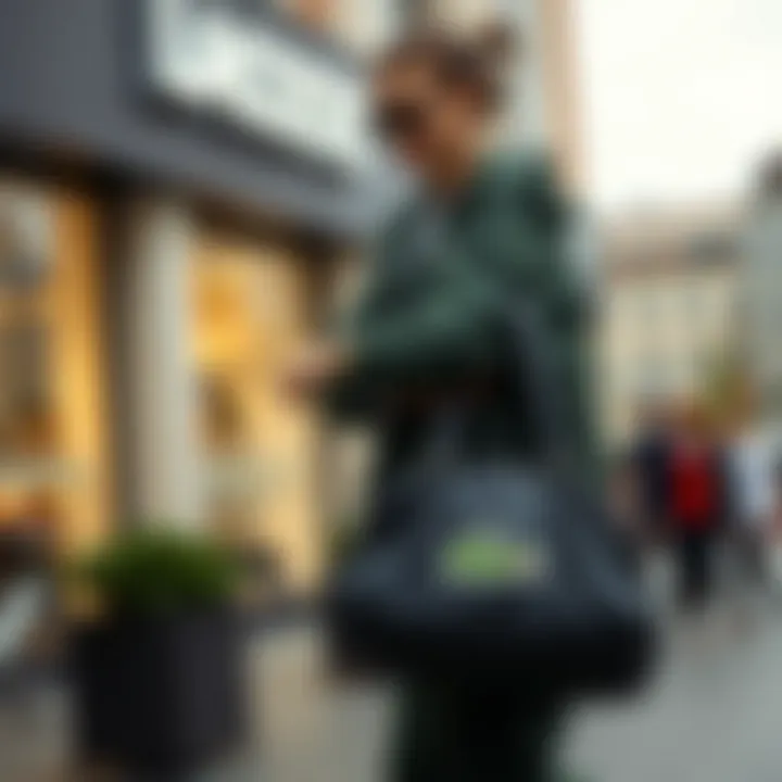 A fashionable individual carrying a Lacoste bag