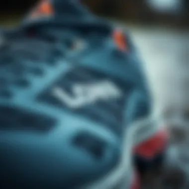 Close-up of Lowa shoe craftsmanship emphasizing design details