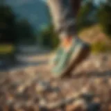 A scenic trail showcasing Lowa footwear in action on rugged terrain