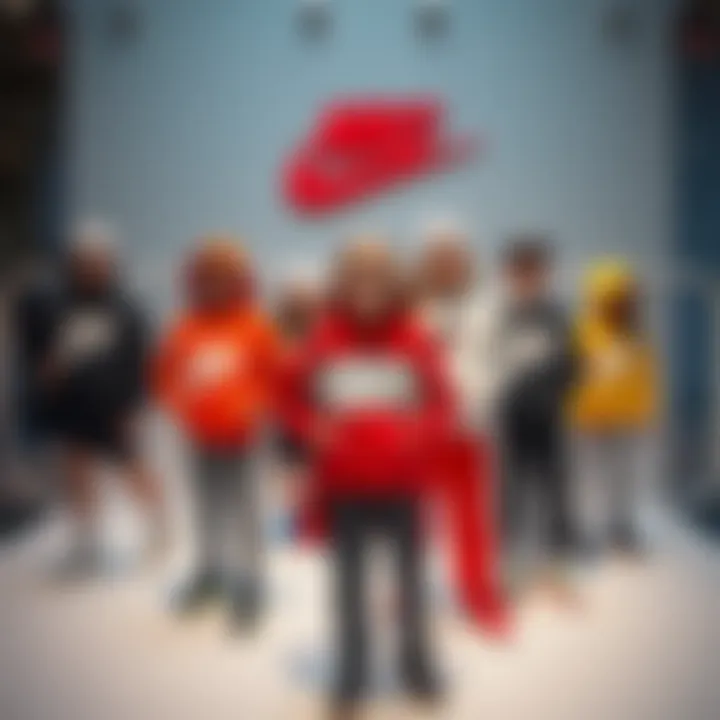 Stylish Nike children's outfits arranged creatively to emphasize fashion trends.