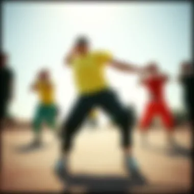 Group of athletes demonstrating versatility of Nike parachute pants in various sports.