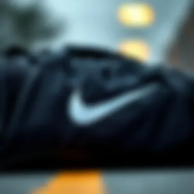 Close-up of the intricate design features of a Nike sports bag