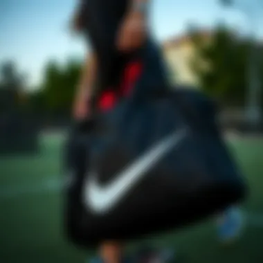 Nike sports bag being utilized during an outdoor workout session