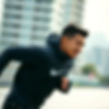 Runner in Nike Tech Apparel A dynamic outdoor scene featuring a runner in Nike Tech apparel