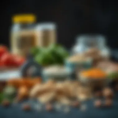 A collection of protein-rich foods displayed neatly