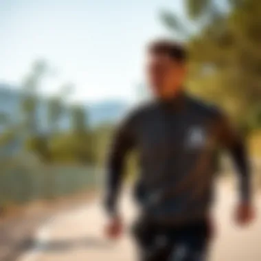 Dynamic outdoor sports scene featuring Salomon tracksuit