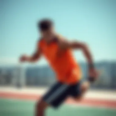 An athlete in action, demonstrating performance in sports apparel.