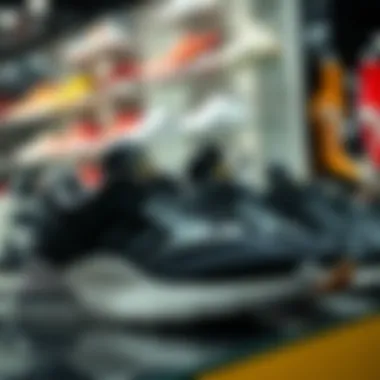 A variety of stylish sports shoes on display, showcasing innovative designs.