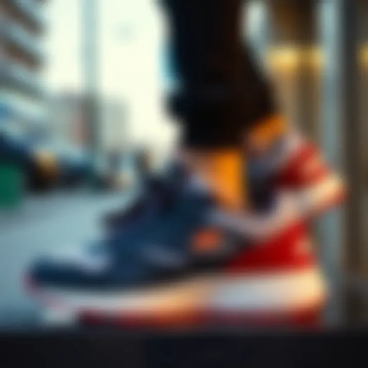 Fashionable Display of Skecher Air in Urban Environment Fashionable display of Skecher Air footwear in urban setting