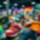 A vibrant display of Skechers children's shoes showcasing various styles and colors.