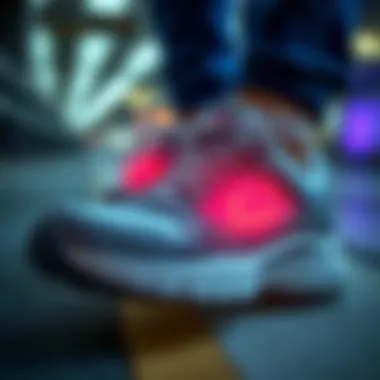 A close-up of Skechers shoe features highlighting comfort technology.