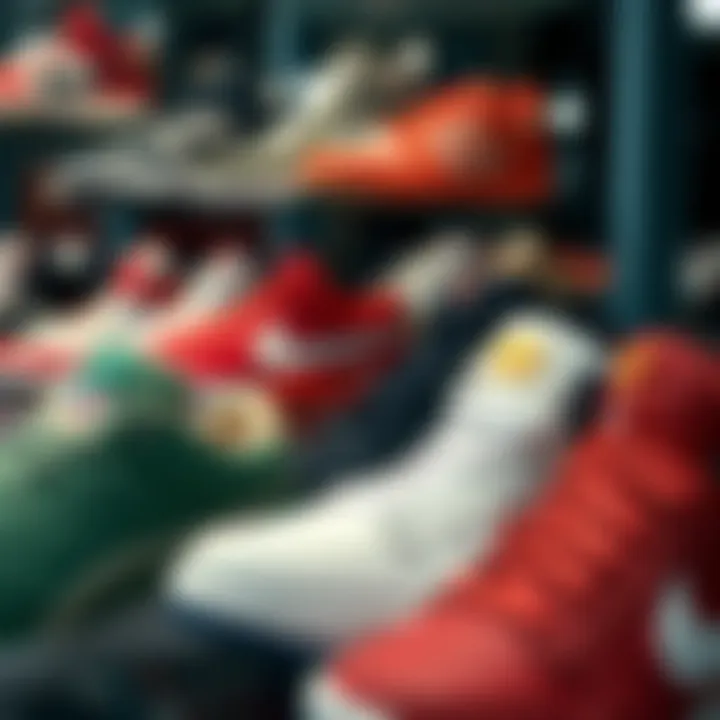 Diverse Styles Reflecting Current Sneaker Trends A vibrant display of various sneaker styles reflecting current fashion trends.