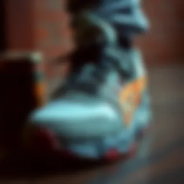 Intricate Design Features of Modern Sneakers A close-up view of a stylish sneaker showcasing its intricate design features.